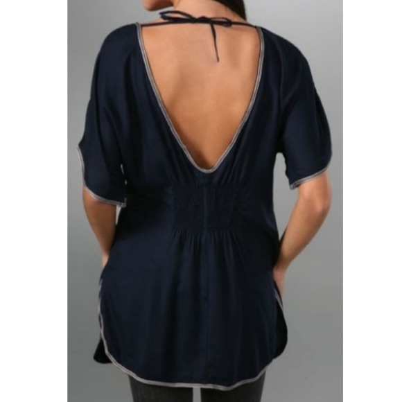 Free People Navy Silver Springs Embroidered Tunic - Picture 2 of 8